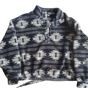 H&M Black and Cream Zip Up Sweater